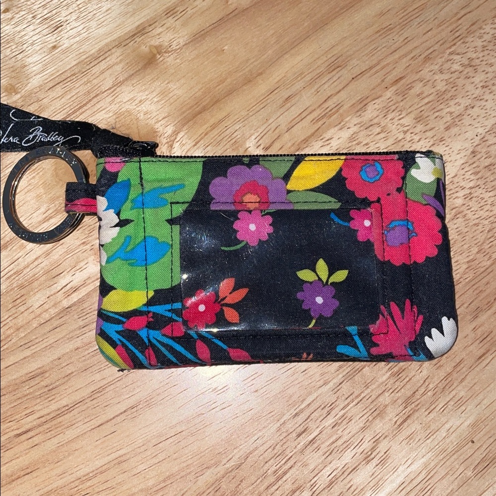 Vera Bradley Black Floral Keychain Wallet